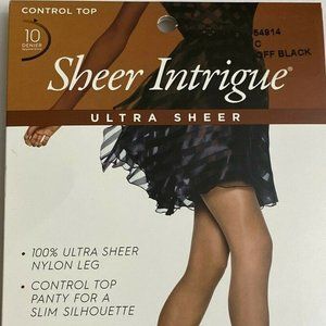 Tweet Sheer Intrigue Off Black Ultra Sheer Control Top Pantyhose Size C